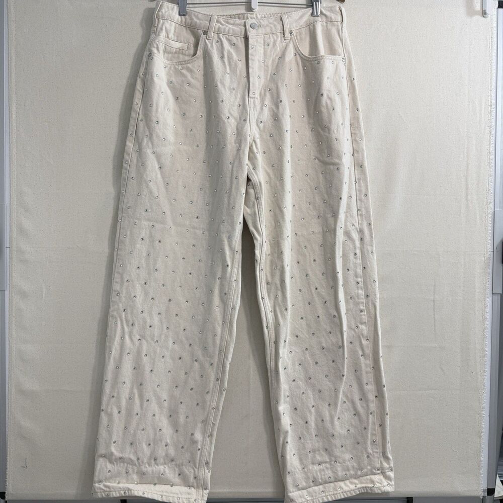 Anthropologie Pilcro Sparkle Relaxed Jeans Size 31 Women Ivory